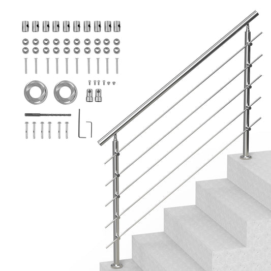 59in Handrails for Outdoor Steps 5 Crossbars Staircase for Porch Deck V952-BXGSLZFS150C5SAPEV0