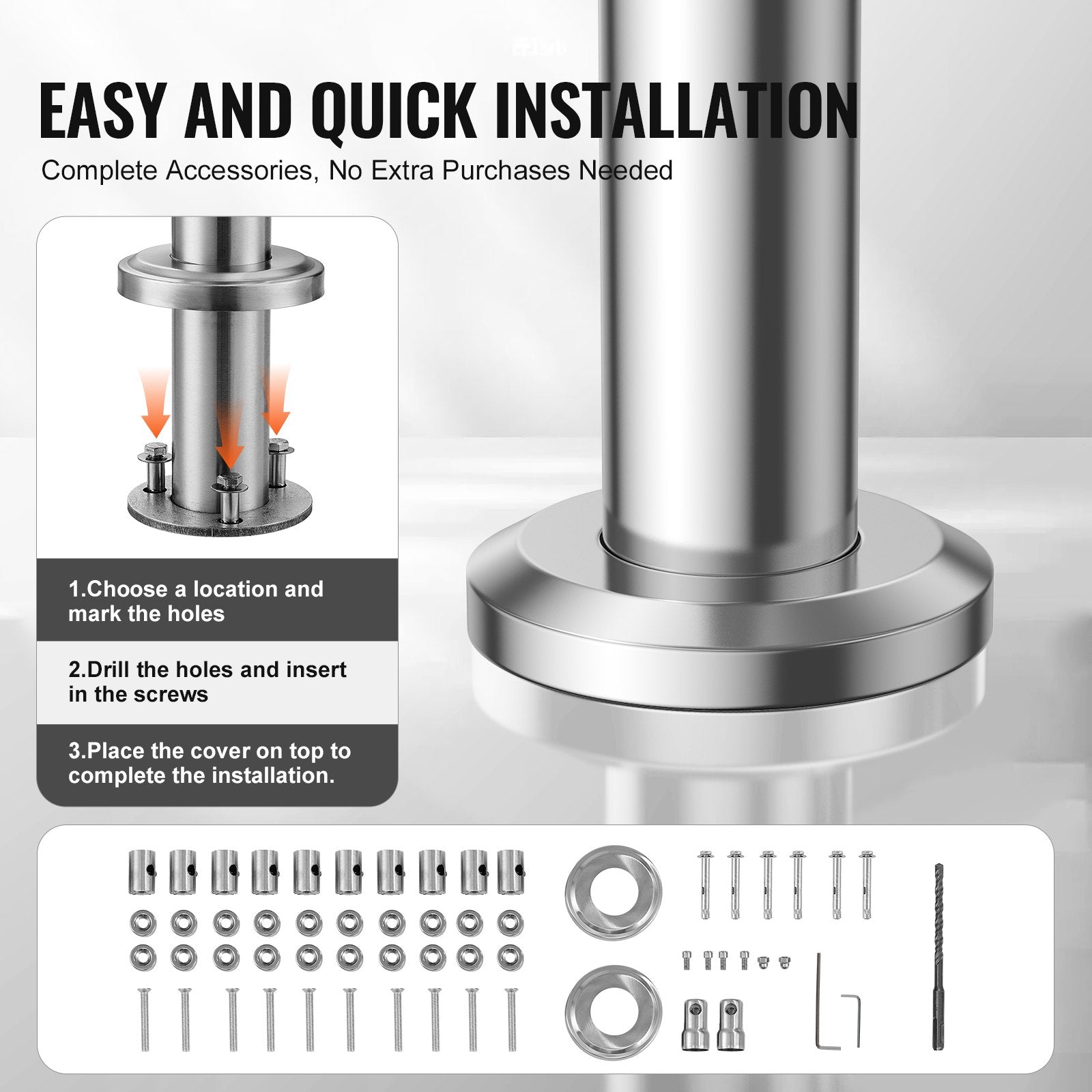 59in Handrails for Outdoor Steps 5 Crossbars Staircase for Porch Deck V952-BXGSLZFS150C5SAPEV0