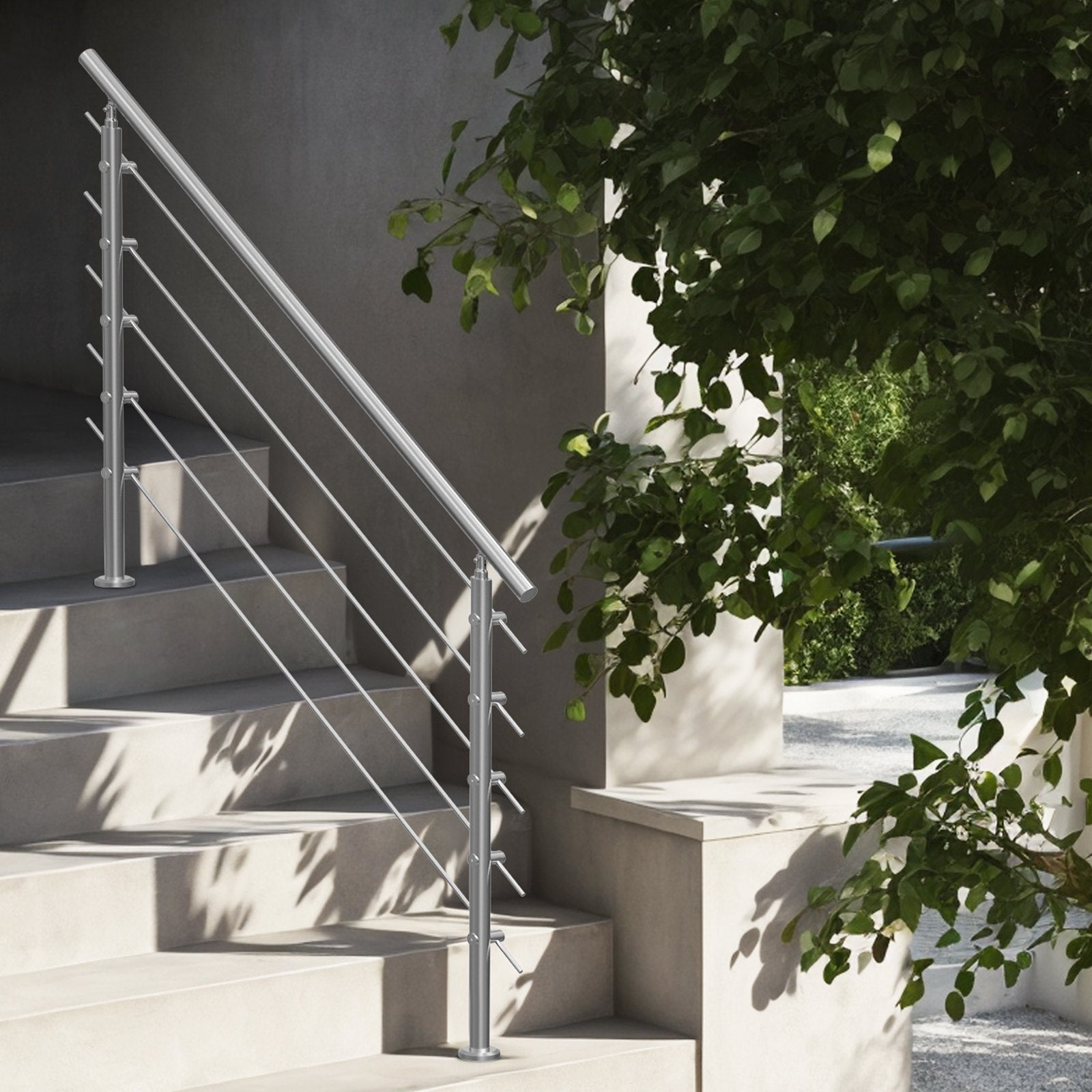 59in Handrails for Outdoor Steps 5 Crossbars Staircase for Porch Deck V952-BXGSLZFS150C5SAPEV0