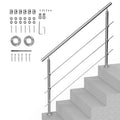 Handrails for Outdoor Steps, 59 in Length 3 Crossbars Stair Hand Rail Kit, Transitional Stainless Steel V952-BXGSLZFS150CBU3NGV0
