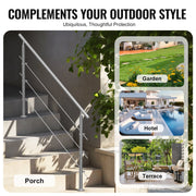 Handrails for Outdoor Steps, 59 in Length 3 Crossbars Stair Hand Rail Kit, Transitional Stainless Steel V952-BXGSLZFS150CBU3NGV0
