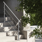 Handrails for Outdoor Steps, 59 in Length 3 Crossbars Stair Hand Rail Kit, Transitional Stainless Steel V952-BXGSLZFS150CBU3NGV0
