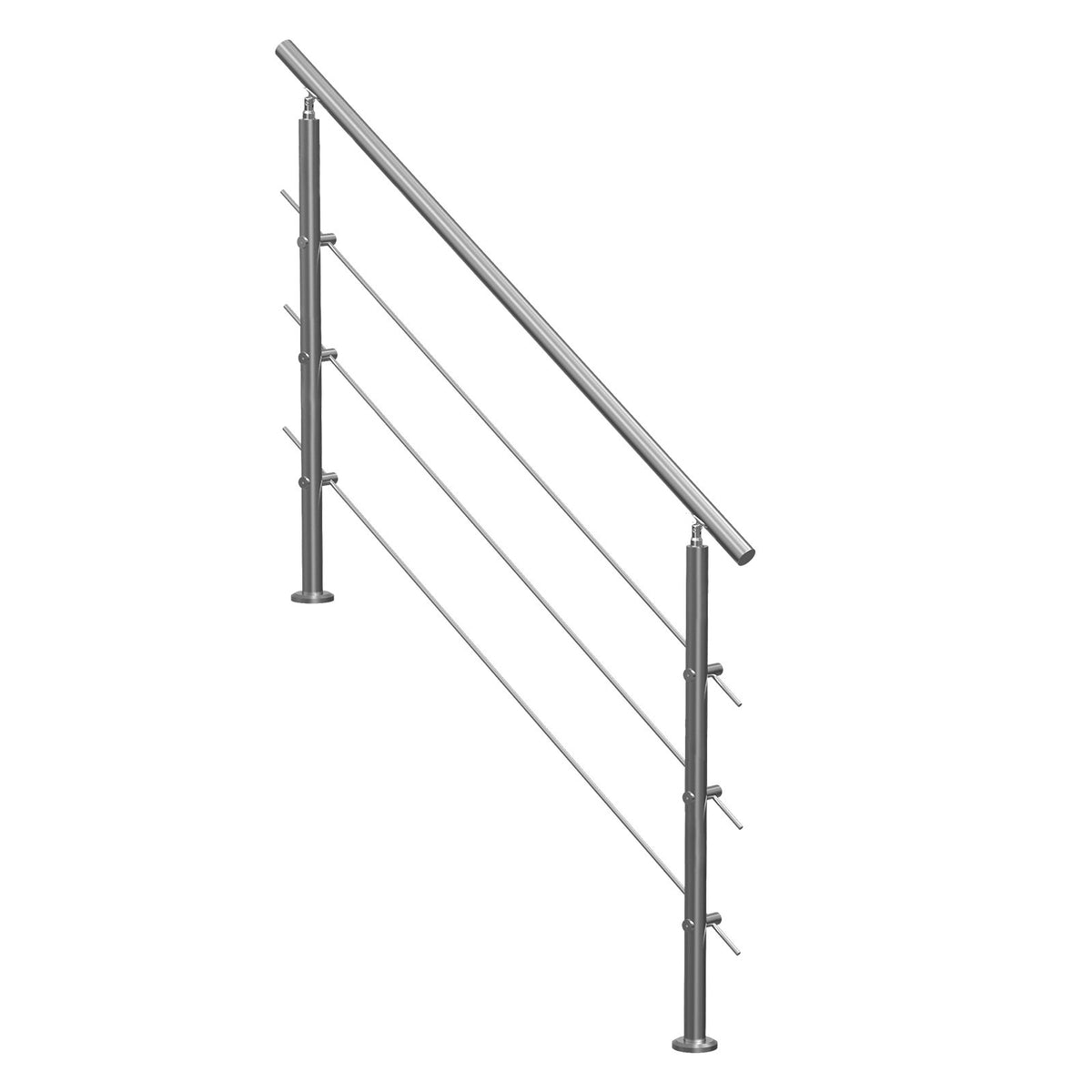 Handrails for Outdoor Steps, 59 in Length 3 Crossbars Stair Hand Rail Kit, Transitional Stainless Steel V952-BXGSLZFS150CBU3NGV0