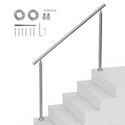 Handrails for Outdoor Steps, 59 in/ 150cm Length Stair Hand Rail Kit, Transitional Stainless Steel Railings V952-BXGSLZFS150CEE3Y3V0