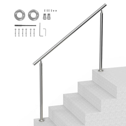 Handrails for Outdoor Steps, 59 in/ 150cm Length Stair Hand Rail Kit, Transitional Stainless Steel Railings V952-BXGSLZFS150CEE3Y3V0