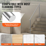 Handrails for Outdoor Steps, 70.9 in/ 180cm Length Stair Hand Rail Kit, Transitional Stainless Steel Railings V952-BXGSLZFS180C0LCPKV0