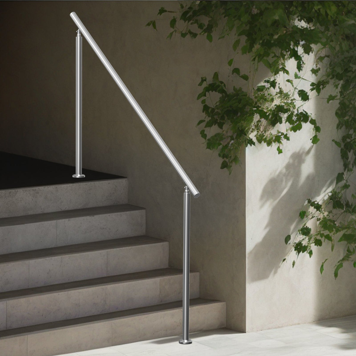 Handrails for Outdoor Steps, 70.9 in/ 180cm Length Stair Hand Rail Kit, Transitional Stainless Steel Railings V952-BXGSLZFS180C0LCPKV0