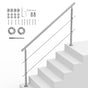 Handrails for Outdoor Steps, 70.9in Length 2 Crossbars Stair Hand Rail Kit, Transitional Stainless Steel V952-BXGSLZFS180CXMYZKV0