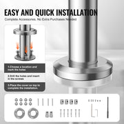 Handrails for Outdoor Steps, 70.9in Length 2 Crossbars Stair Hand Rail Kit, Transitional Stainless Steel V952-BXGSLZFS180CXMYZKV0