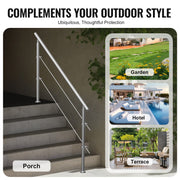 Handrails for Outdoor Steps, 70.9in Length 2 Crossbars Stair Hand Rail Kit, Transitional Stainless Steel V952-BXGSLZFS180CXMYZKV0