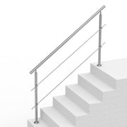 Handrails for Outdoor Steps, 70.9in Length 2 Crossbars Stair Hand Rail Kit, Transitional Stainless Steel V952-BXGSLZFS180CXMYZKV0
