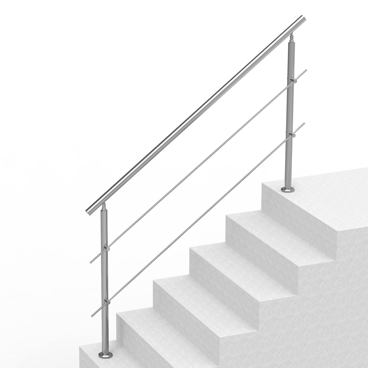 Handrails for Outdoor Steps, 70.9in Length 2 Crossbars Stair Hand Rail Kit, Transitional Stainless Steel V952-BXGSLZFS180CXMYZKV0