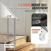 Handrails for Outdoor Steps, 31.5in Length 2 Crossbars Stair Hand Rail Kit, Transitional Stainless Steel V952-BXGSLZFS80CMSOHDTV0