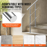 Handrails for Outdoor Steps, 31.5in Length 2 Crossbars Stair Hand Rail Kit, Transitional Stainless Steel V952-BXGSLZFS80CMSOHDTV0