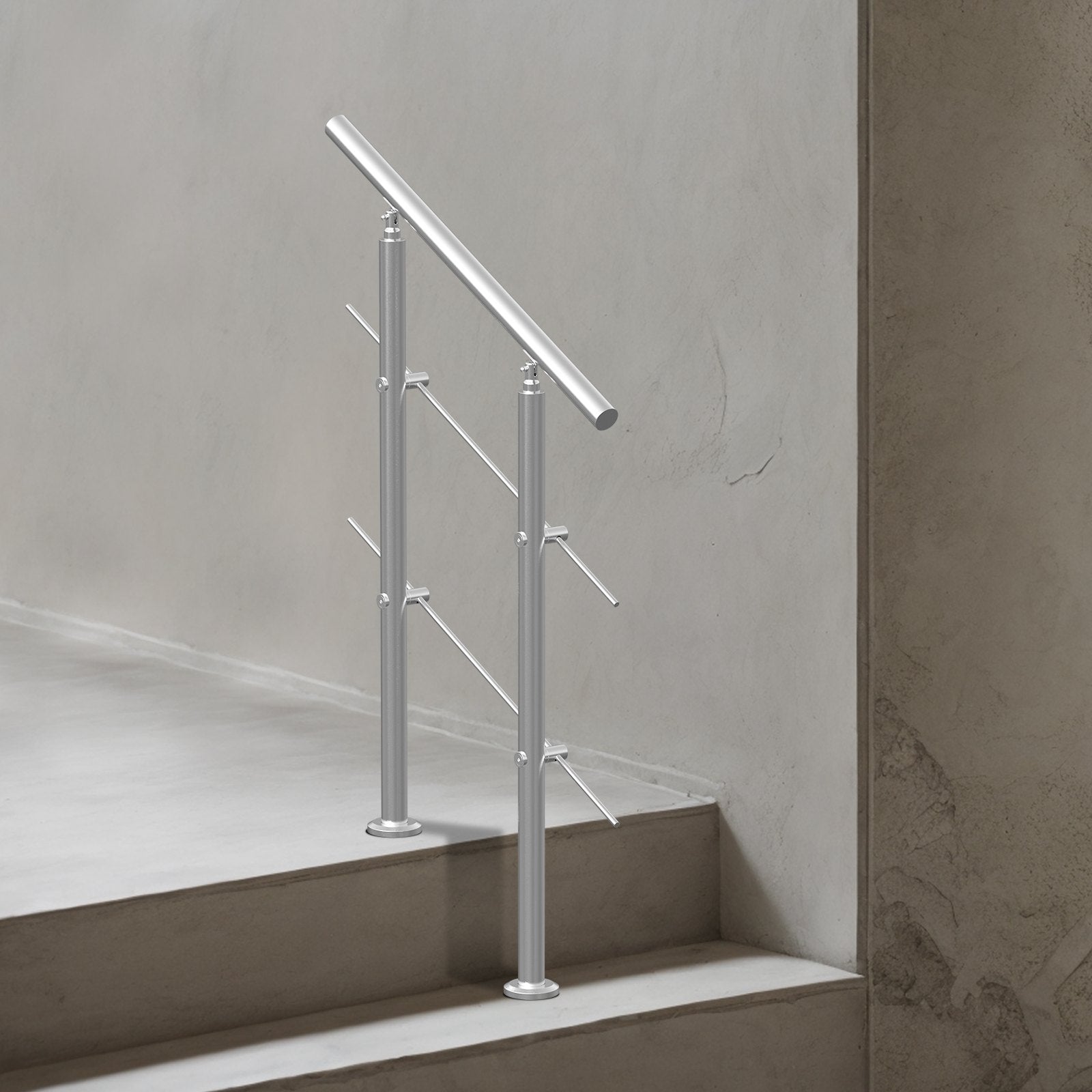 Handrails for Outdoor Steps, 31.5in Length 2 Crossbars Stair Hand Rail Kit, Transitional Stainless Steel V952-BXGSLZFS80CMSOHDTV0