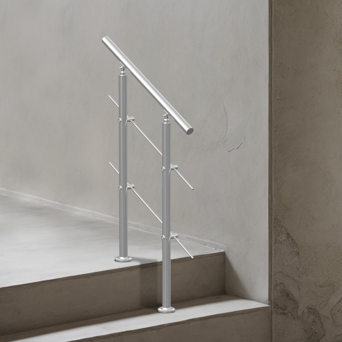 Handrails for Outdoor Steps, 31.5in Length 2 Crossbars Stair Hand Rail Kit, Transitional Stainless Steel V952-BXGSLZFS80CMSOHDTV0
