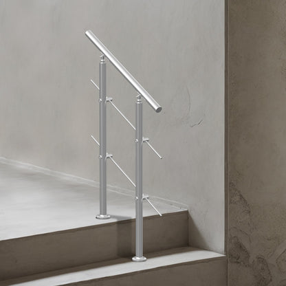 Handrails for Outdoor Steps, 31.5in Length 2 Crossbars Stair Hand Rail Kit, Transitional Stainless Steel V952-BXGSLZFS80CMSOHDTV0