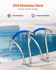 Pool Handrail, 30" x 30" Swimming Pool Stair Rail, 2 PCs Stainless Steel Stair Pool Hand Rail Rated 375lbs V952-BXGY30X302PCSXI6UV0