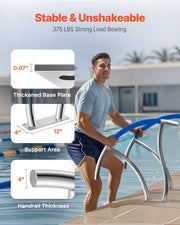 Pool Handrail, 30" x 30" Swimming Pool Stair Rail, 2 PCs Stainless Steel Stair Pool Hand Rail Rated 375lbs V952-BXGY30X302PCSXI6UV0
