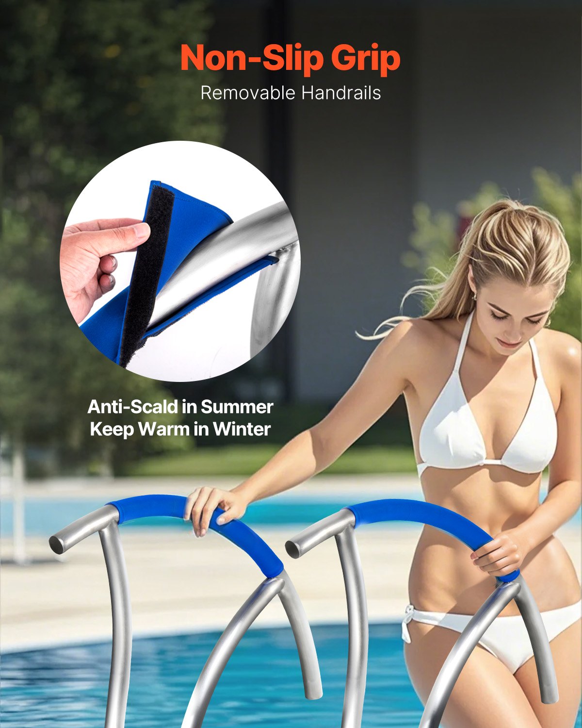 Pool Handrail, 30" x 30" Swimming Pool Stair Rail, 2 PCs Stainless Steel Stair Pool Hand Rail Rated 375lbs V952-BXGY30X302PCSXI6UV0