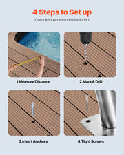 Pool Handrail, 30" x 30" Swimming Pool Stair Rail, 2 PCs Stainless Steel Stair Pool Hand Rail Rated 375lbs V952-BXGY30X302PCSXI6UV0