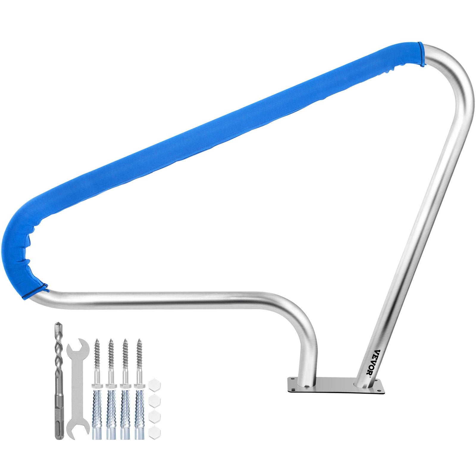 Pool Rail 48x36 Pool Railing 304 Stainless Steel 250LBS Load Capacity Silver Rustproof Pool Handrail V952-BXGYCFS3W48X36YC1V0