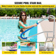 Pool Rail 55x32 Pool Railing 304 Stainless Steel 250LBS Load Capacity Silver Rustproof Pool Handrail V952-BXGYCFS4W55X32YC1V0