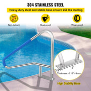 Pool Rail 55x32 Pool Railing 304 Stainless Steel 250LBS Load Capacity Silver Rustproof Pool Handrail V952-BXGYCFS4W55X32YC1V0
