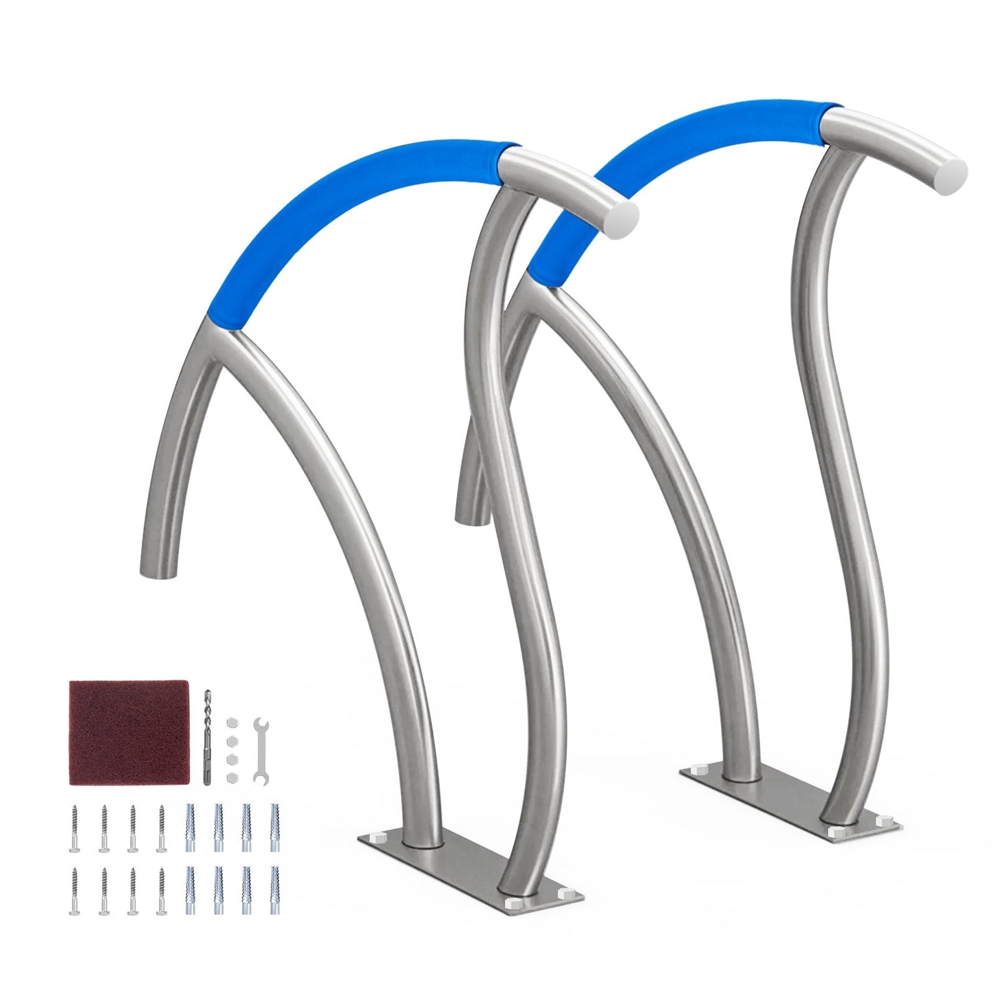 Pool Handrail 2 PCS 30x30in Stainless Steel with Base Plate for Spas V952-BXGYCFSDDB30FQ827V0