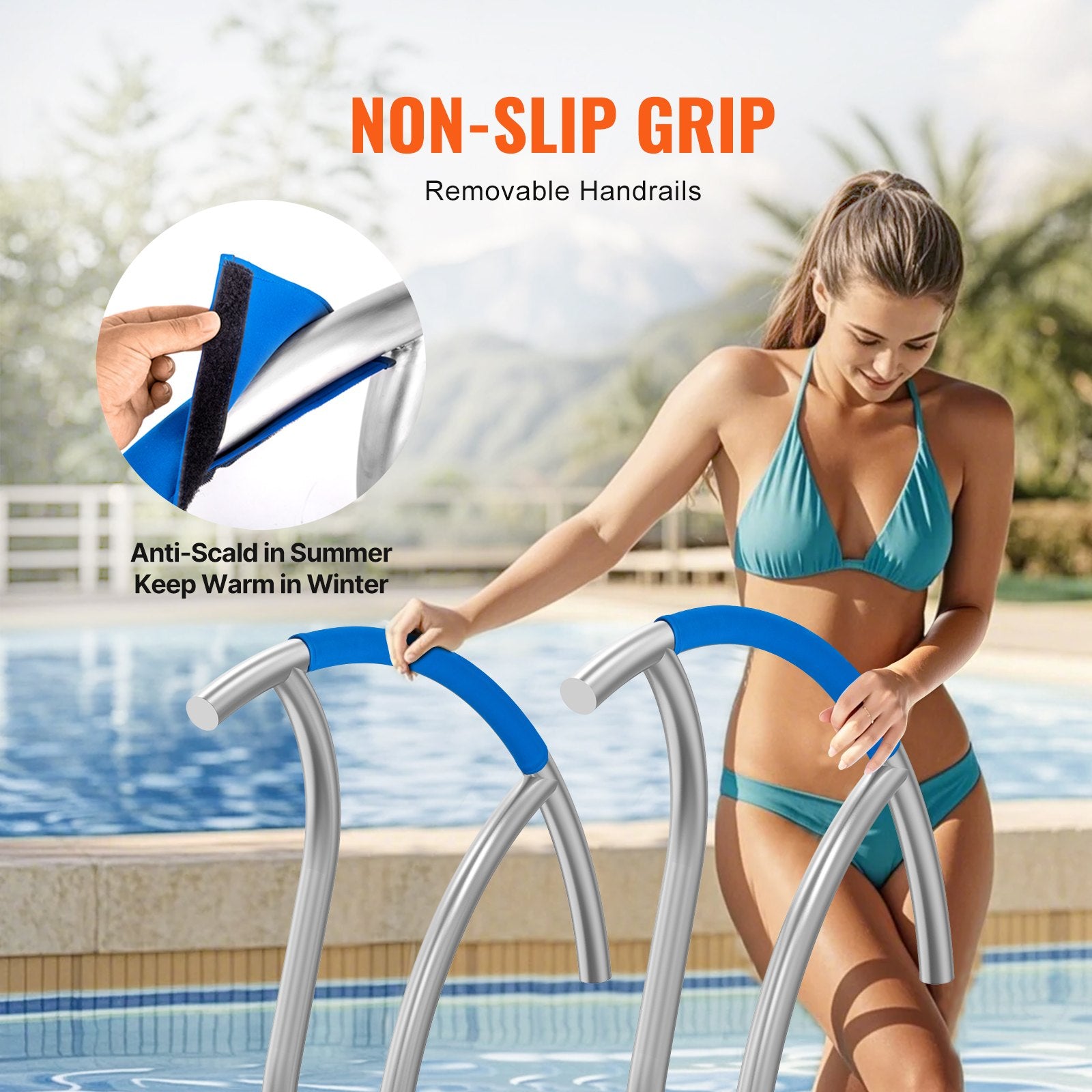 Pool Handrail 2 PCS 30x30in Stainless Steel with Base Plate for Spas V952-BXGYCFSDDB30FQ827V0