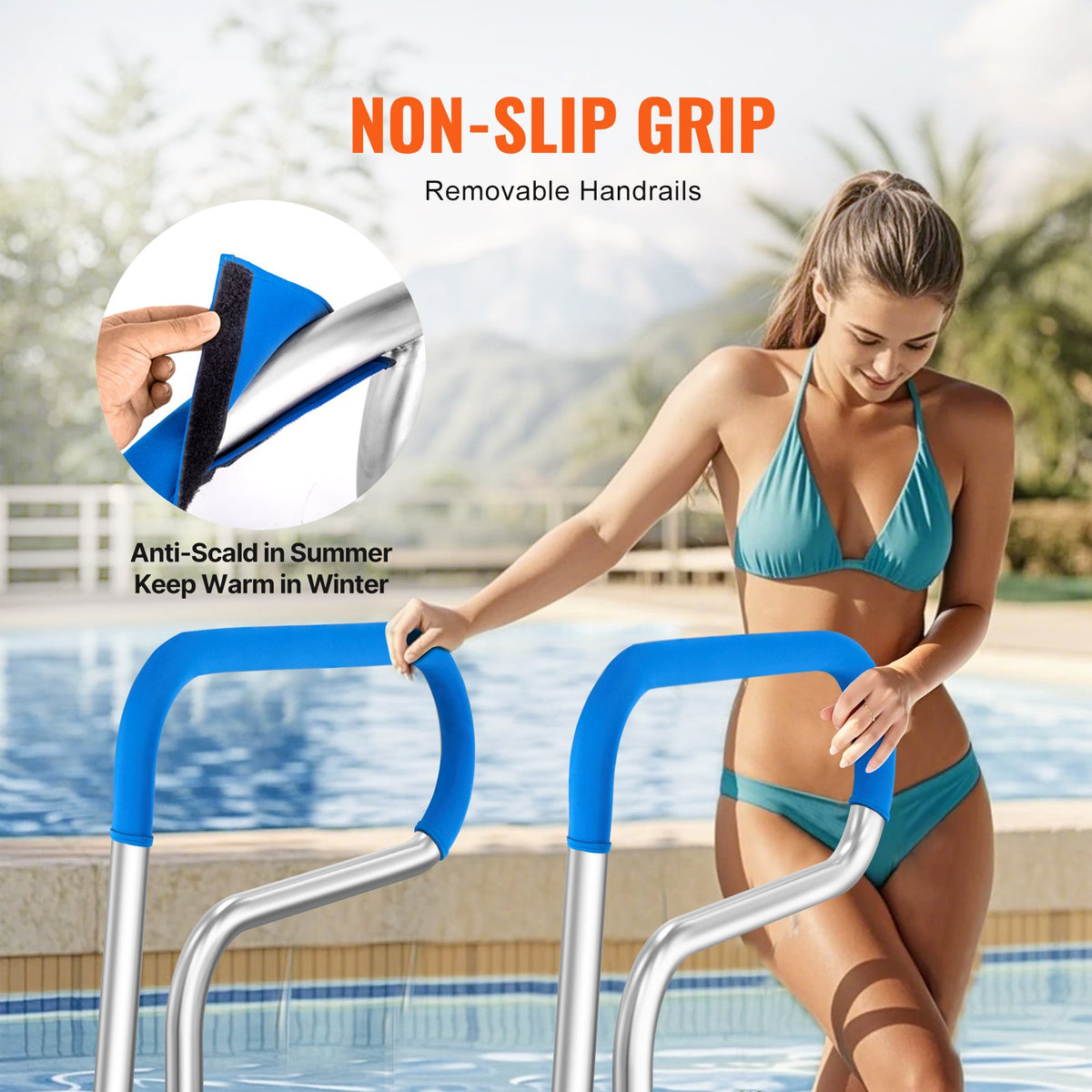 Pool Handrail, 32 x 23 inch Pool Railing, Stainless Steel with Base Plate for Indoor/Outdoor Pools,Swimming V952-BXGYCFSDDB32ODJT3V0