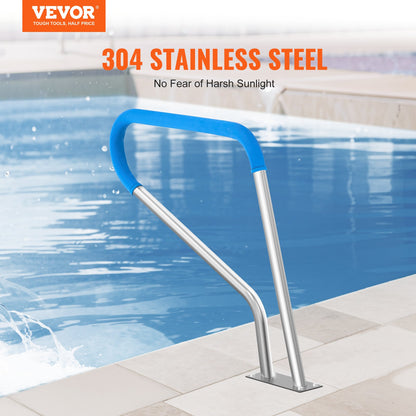 Pool Handrail 39 x 32 inch Stainless Steel with Base Plate for Spas V952-BXGYCFSDDB39WBGVHV0