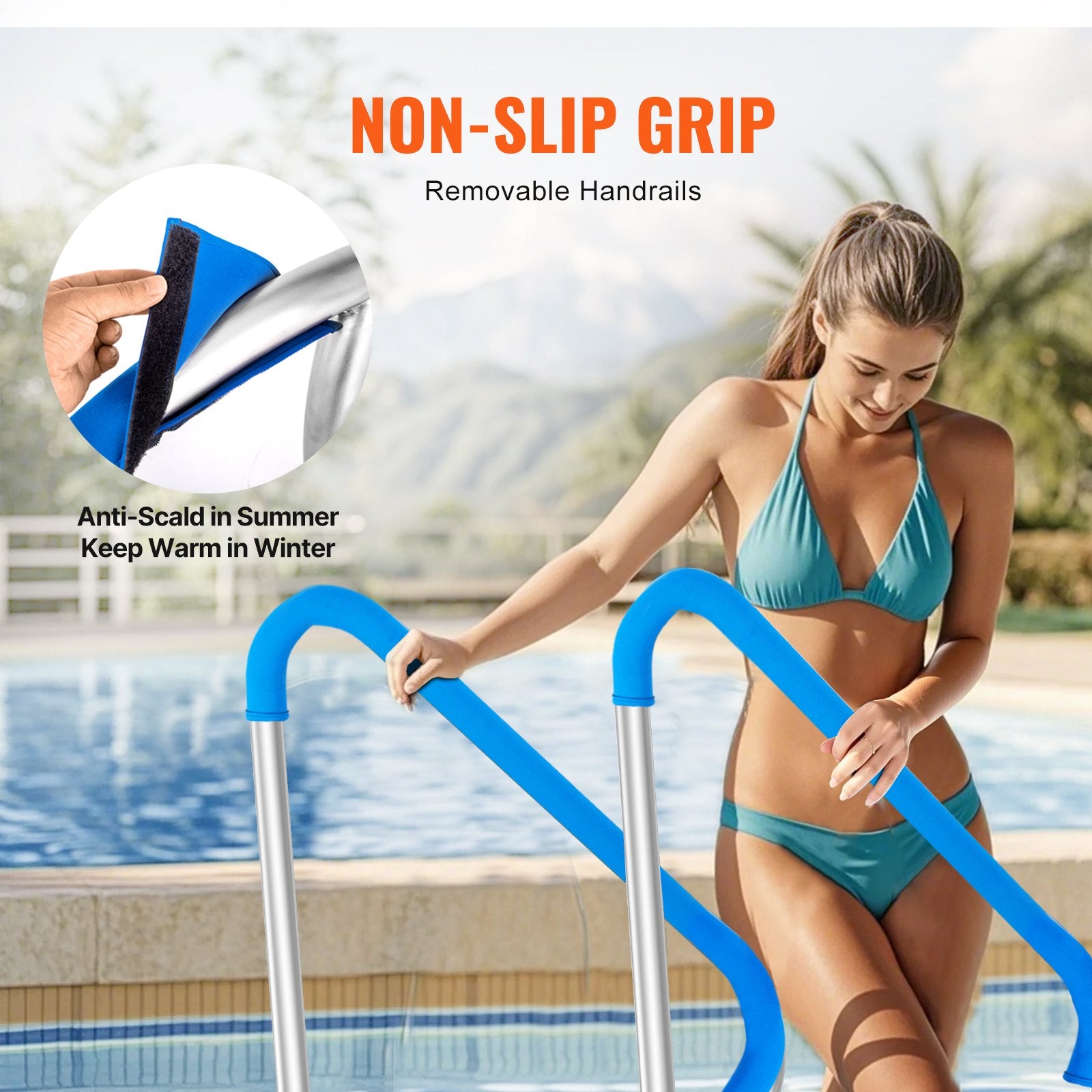 Pool Handrail 2 PCS 48x36in Stainless Steel with Base Plate for Spas V952-BXGYCFSDDB482MQJZV0
