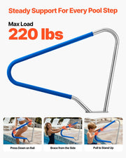 Pool Rail, 122 x 91.5 cm Pool Handrail, 100kg Load Capacity Heavy Duty 304 Stainless Steel Swimming Handrail, V952-BXGYCFSDDB4834UDG001V0