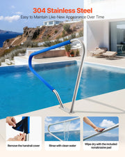 Pool Rail, 122 x 91.5 cm Pool Handrail, 100kg Load Capacity Heavy Duty 304 Stainless Steel Swimming Handrail, V952-BXGYCFSDDB4834UDG001V0