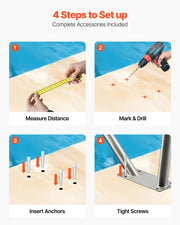 Pool Rail, 122 x 91.5 cm Pool Handrail, 100kg Load Capacity Heavy Duty 304 Stainless Steel Swimming Handrail, V952-BXGYCFSDDB4834UDG001V0