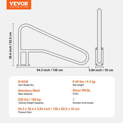 Pool Handrail 54 x 36 inch Stainless Steel with Base Plate for Spas V952-BXGYCFSDDB54RAPOLV0