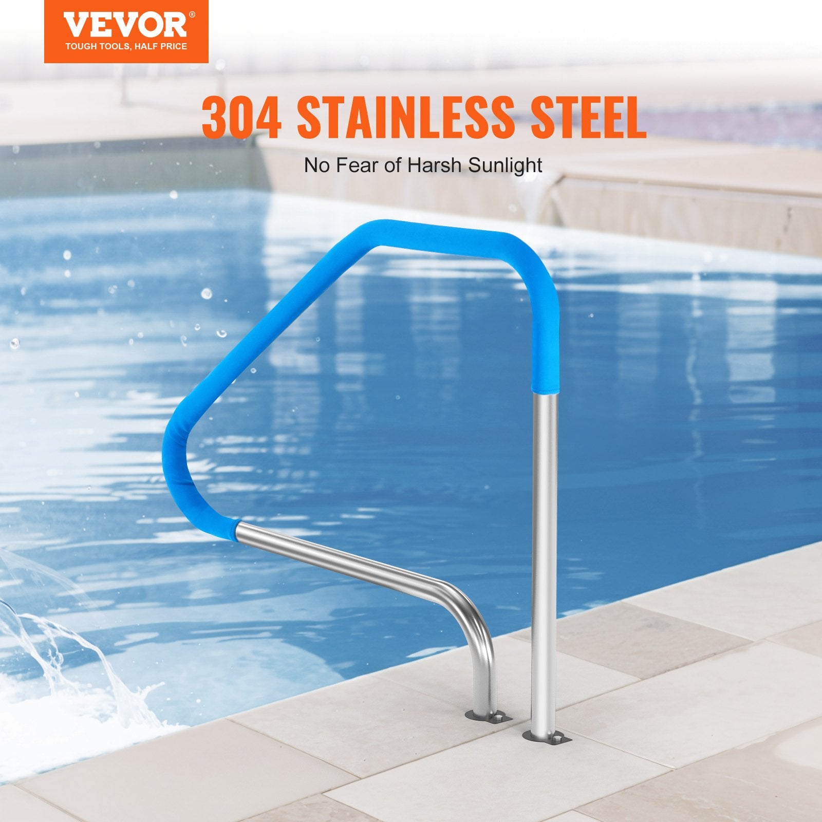 Pool Handrail 46 x 37 inch Stainless Steel (Pre-built) for Indoor/Outdoor V952-BXGYCFSYM4632HFCOV0