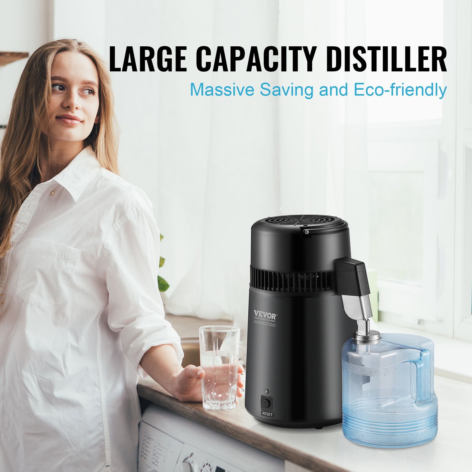 Water Distiller, 4L 1.05 Gallon Pure Water Purifier Filter For Home Countertop, 750W Distilled Water Maker, V952-BXGZLSJXB4LDCQHM3V3