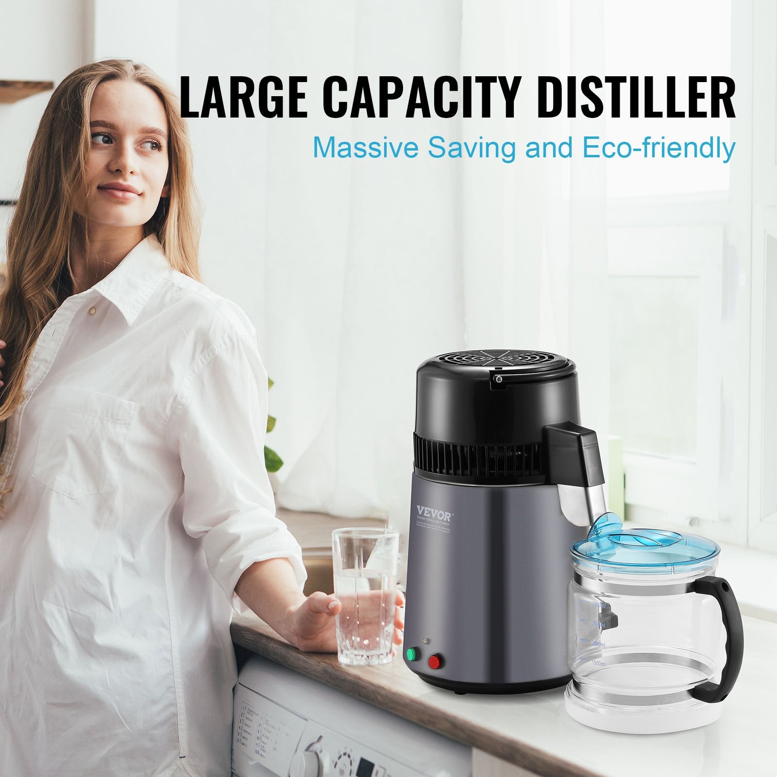 Water Distiller, 4L 1.05 Gallon Pure Water Purifier Filter For Home Countertop, 750W Distilled Water Maker, V952-BXGZLSJXB4LDXH9BQV3