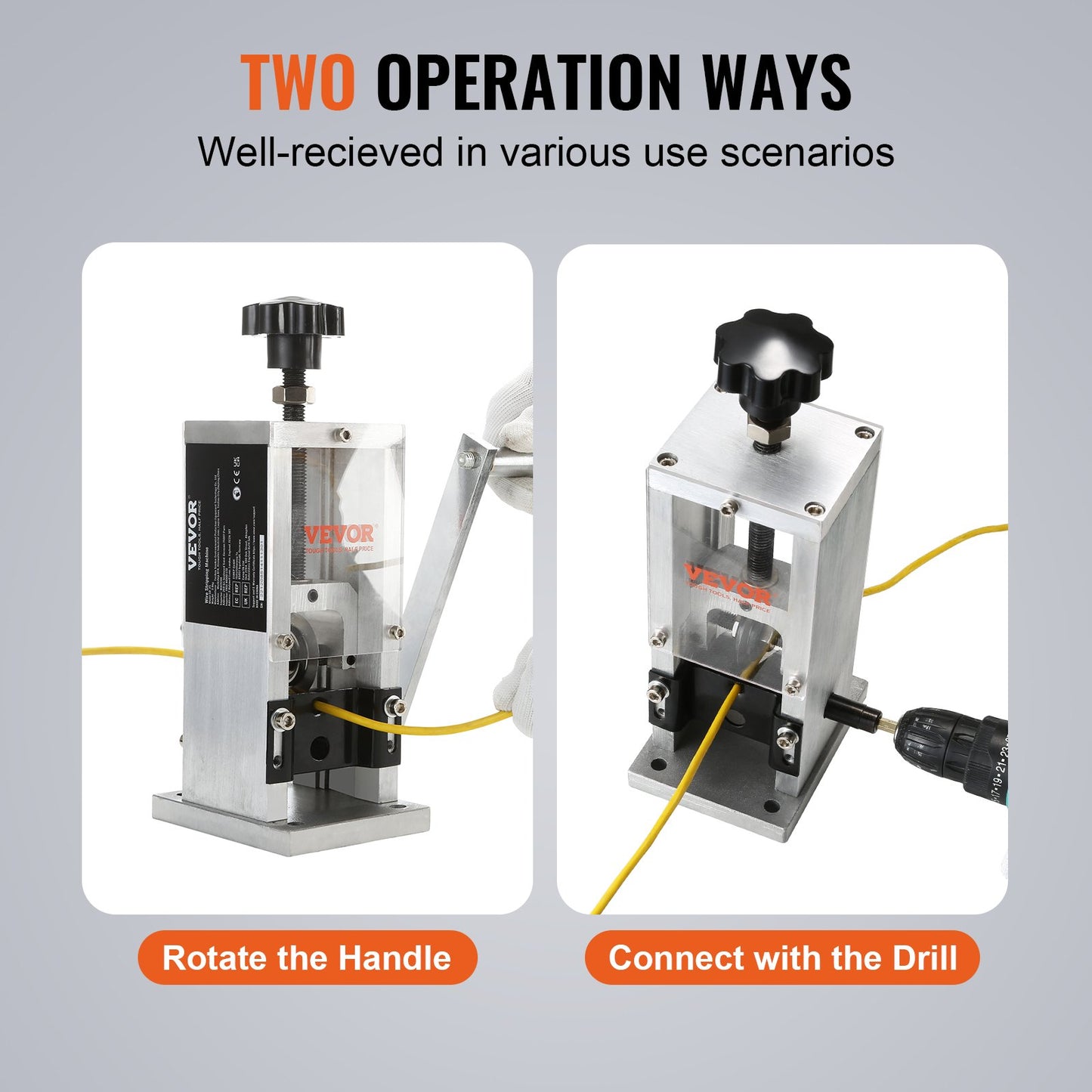 Manual Wire Stripping Machine, 0.06''-0.98'' Copper Stripper with Hand Crank or Drill Powered, Visible V952-BXJYSS11525MMZ4Z6V0