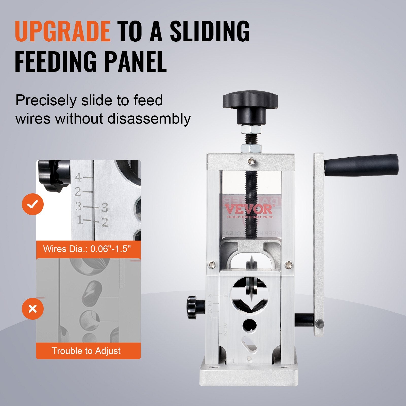 Manual Wire Stripping Machine, 0.06''-1.5'' Copper Stripper with Hand Crank or Drill Powered, Visible V952-BXJYSS11538MMUD21V0