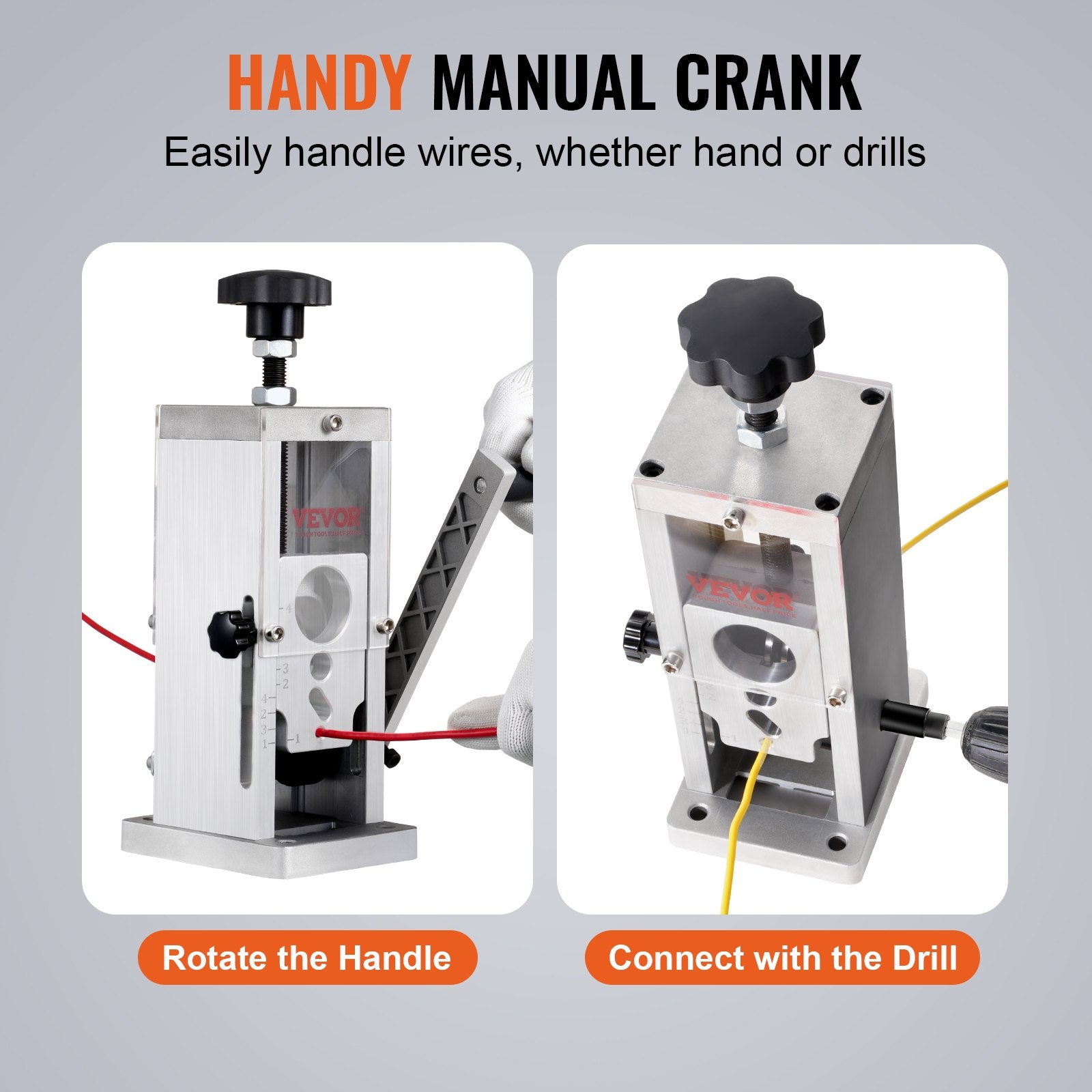 Manual Wire Stripping Machine, 0.06''-1.5'' Copper Stripper with Hand Crank or Drill Powered, Visible V952-BXJYSS11538MMUD21V0
