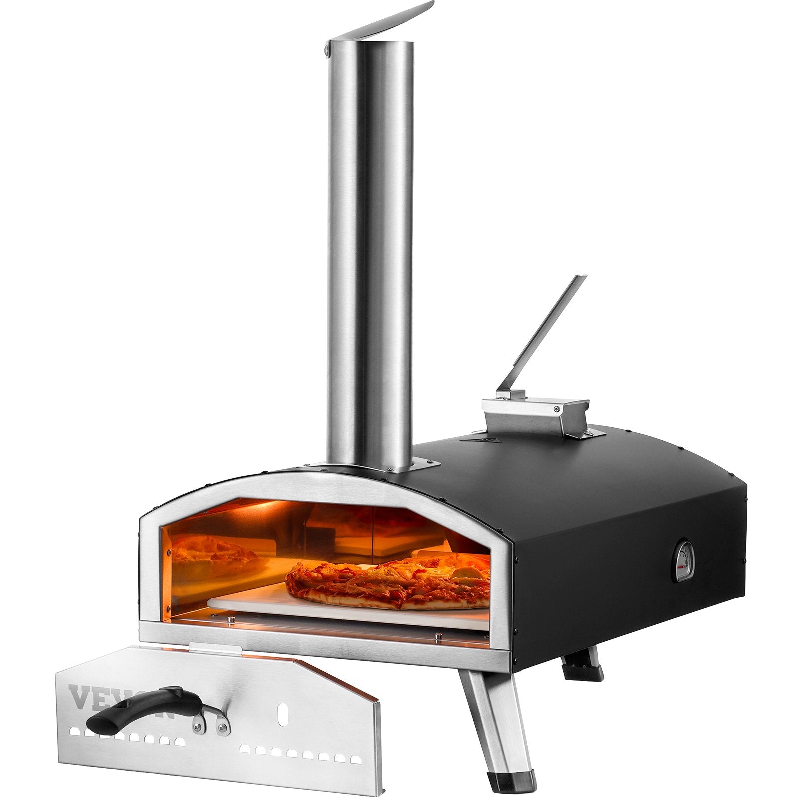 Outdoor Pizza Oven, 12" Wood Fired Pizza Ovens, Pellet Pizza Stove with Thermometer, Portable Pizza Maker for V952-BXPSL12YCKLPIX7UGV0
