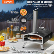 Outdoor Pizza Oven, 12" Wood Fired Pizza Ovens, Pellet Pizza Stove with Built-in Thermometer, with Thickened V952-BXPSL12YCKLPK77LXV0
