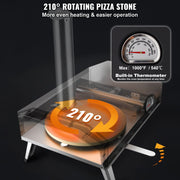 Outdoor Pizza Oven, 12" Wood Fired Pizza Ovens, Pellet Pizza Stove with Built-in Thermometer, with Thickened V952-BXPSL12YCKLPK77LXV0