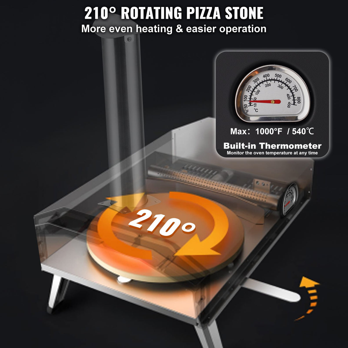 Outdoor Pizza Oven, 12" Wood Fired Pizza Ovens, Pellet Pizza Stove with Built-in Thermometer, with Thickened V952-BXPSL12YCKLPK77LXV0