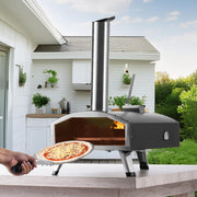 Outdoor Pizza Oven, 12" Wood Fired Pizza Ovens, Pellet Pizza Stove with Built-in Thermometer, with Thickened V952-BXPSL12YCKLPK77LXV0
