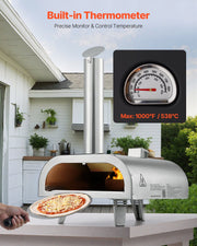 Pizza Oven Outdoor, 12" Pellet Pizza Oven, Portable Pizza-Stove with Built-in Thermometer, Wood Fired V952-BXPSLDNZWDJBYMH4A001V0