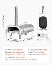 Pizza Oven Outdoor, 12" Pellet Pizza Oven, Portable Pizza-Stove with Built-in Thermometer, Wood Fired V952-BXPSLDNZWDJBYMH4A001V0